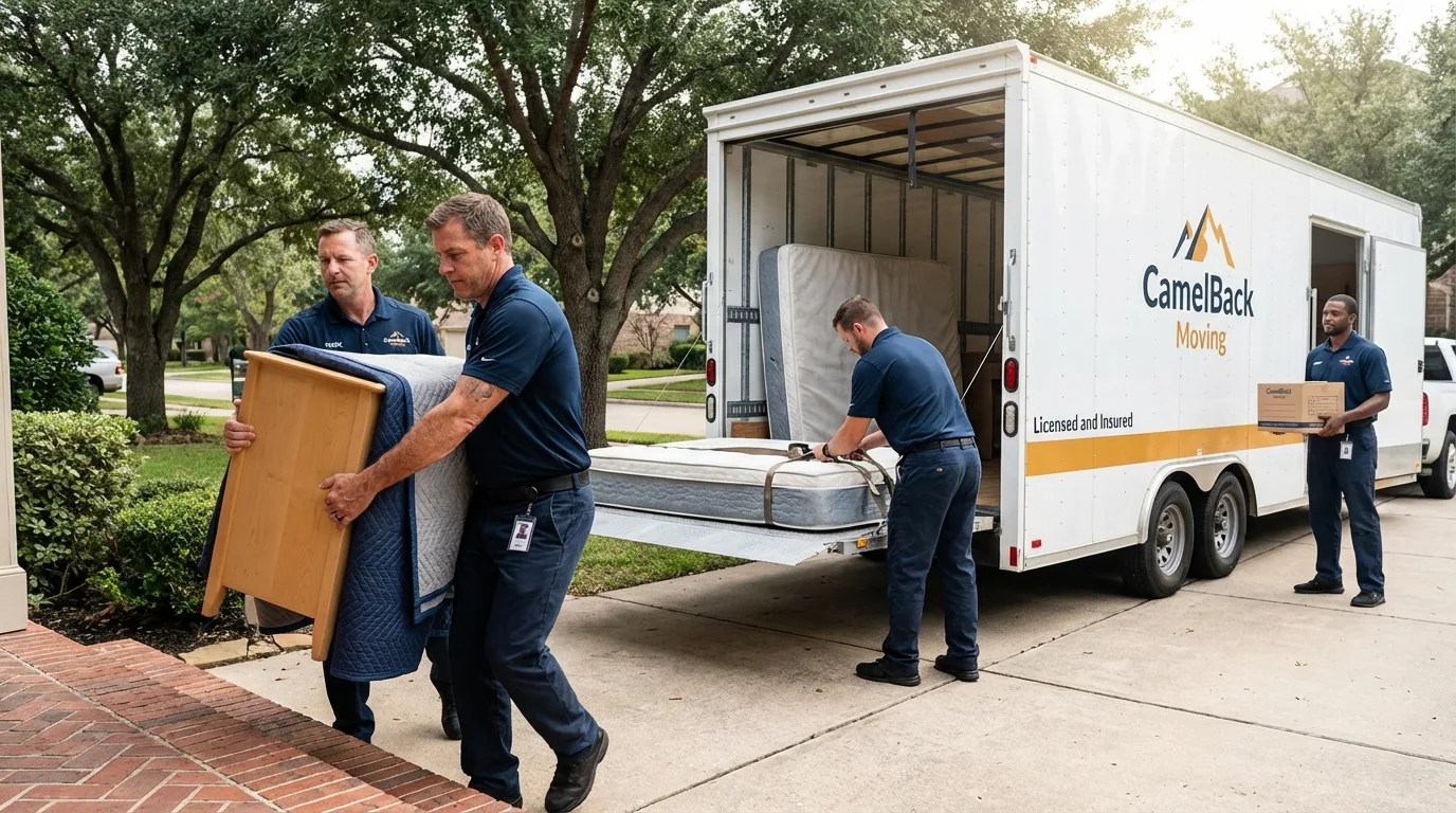 Crew loading residential truck for cross-state move from Mechanicsburg, PA