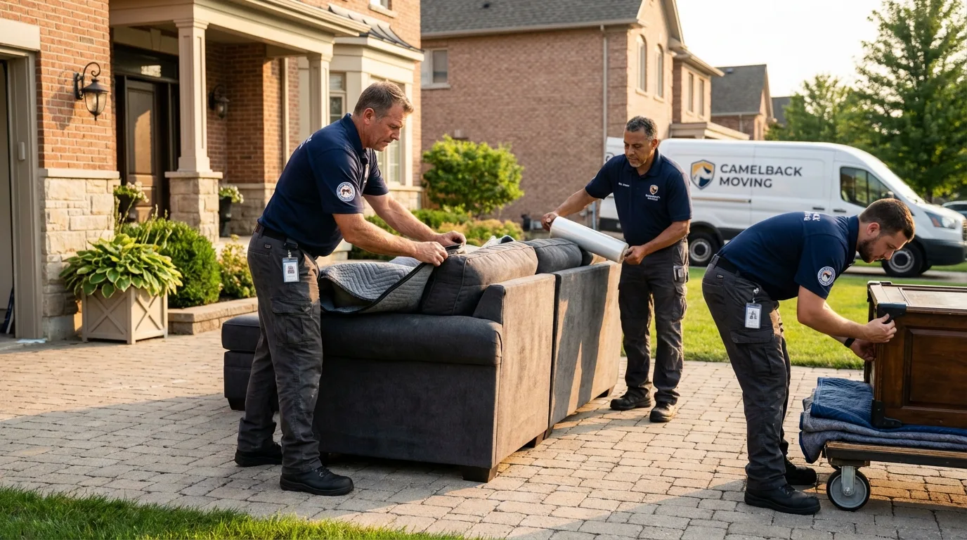 Large estate moving crew wrapping furniture in Mechanicsburg, PA