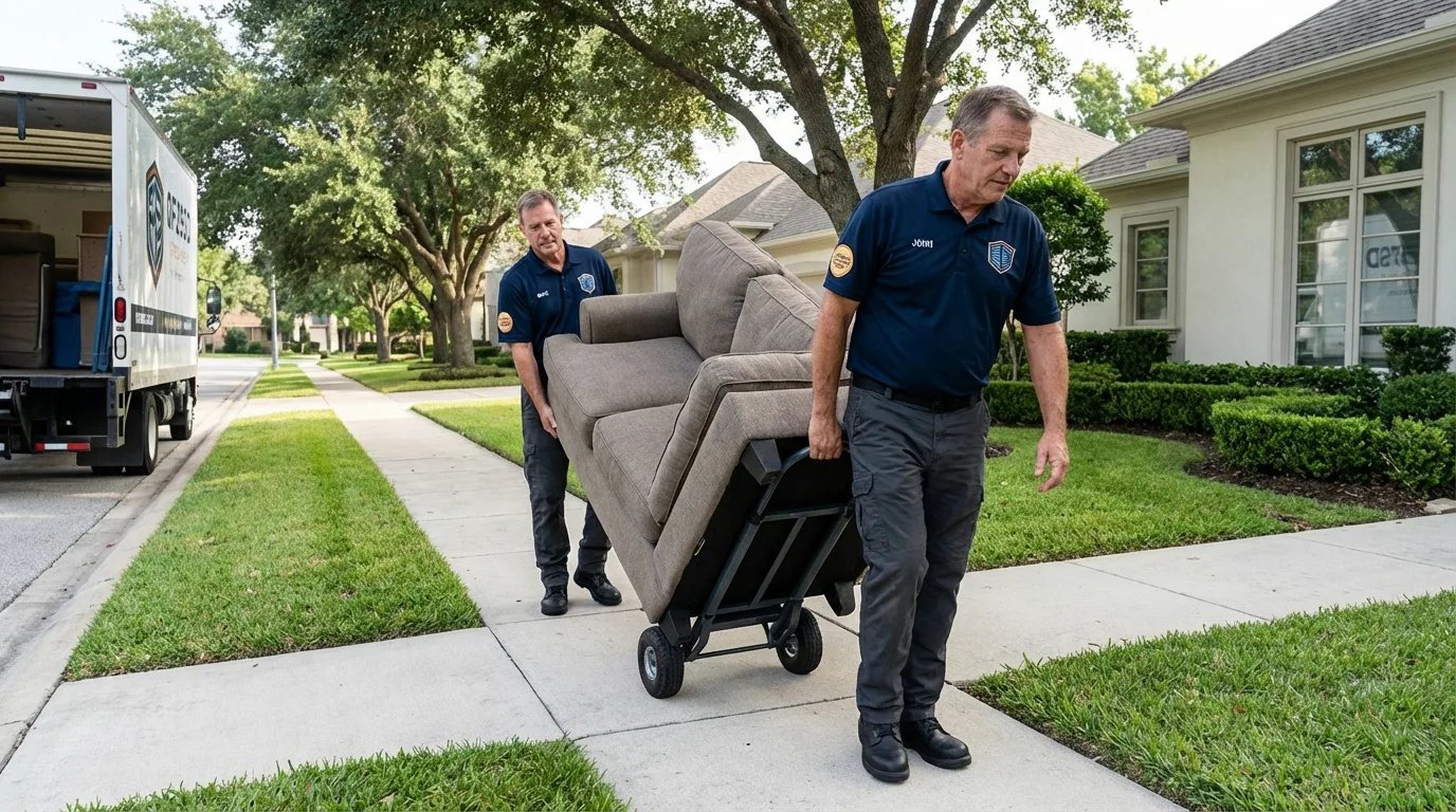 Local residential moving crew loading furniture in Mechanicsburg, PA
